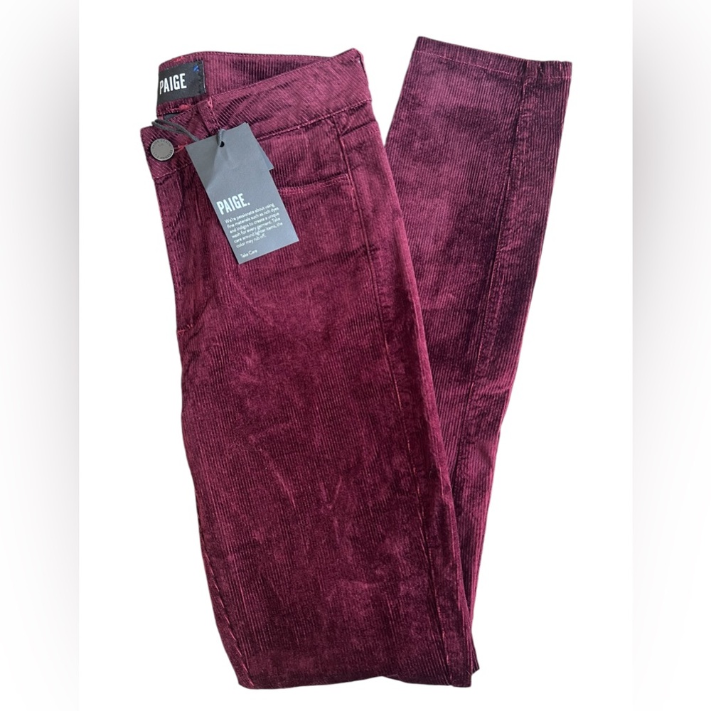 PAIGE NEW Hoxton Burgundy Corduroy Skinny Jeans Size 25 NWT